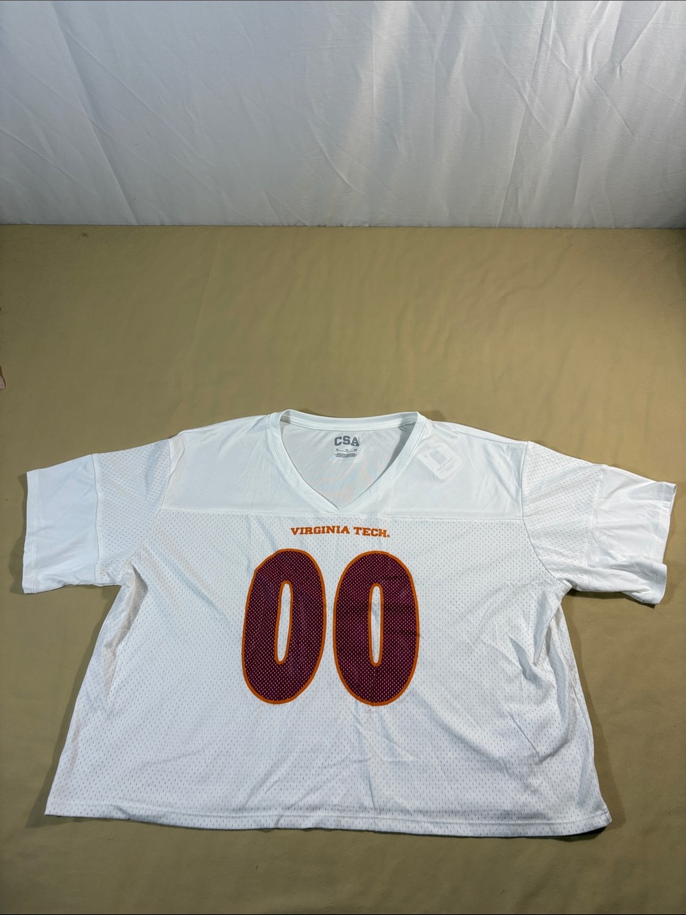 CSA NWT Virginia Tech Hokies White V Neck Short Sleeve Replica Jersey Top XL